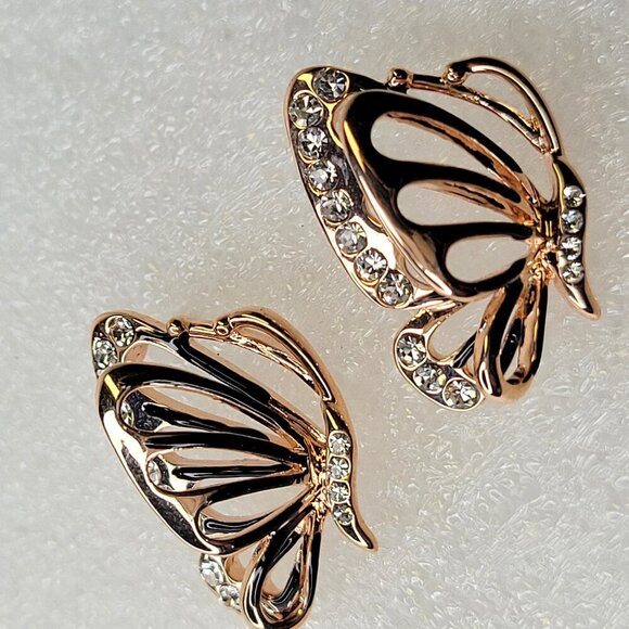 Butterfly Earrings Rose Gold Tone Small Butterfly Earrings - Picture 1 of 8